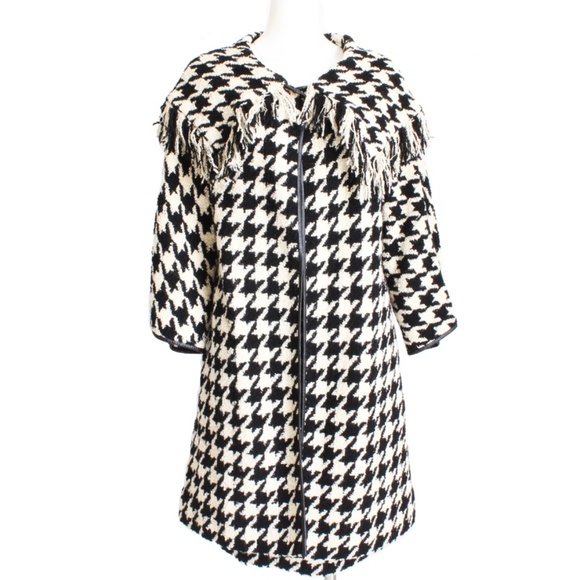 Bonnie Cashin Jacket and Skirt Set Houndstooth Boucle Fringe 2pc Suit Shawl Coll - Picture 1 of 11
